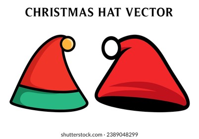 Set de ilustración de Sombrero de Santa Claus, paquete de clipart de Sombrero de Navidad