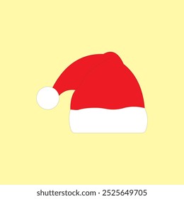 Santa Claus Hat vector illustration on yellow background. Christmas decoration