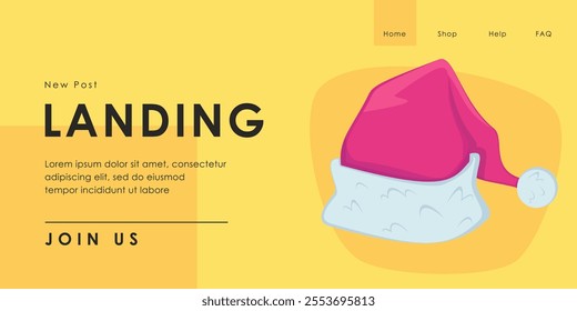 Santa Claus hat vector illustration. Cartoon drawing of New Year symbol. Landing page template. New Year, winter, celebration concept