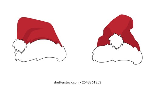 Santa claus hat vector. New Year hats.
