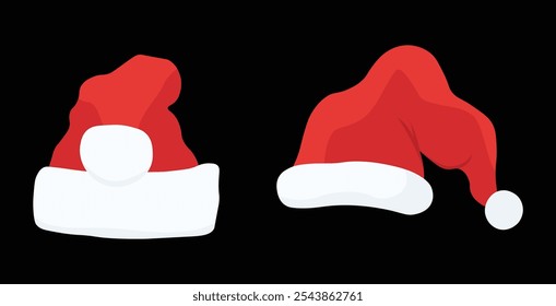 Santa claus hat vector. New Year hats.
