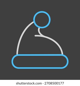 Vector del sombrero de Santa Claus en el icono oscuro del fondo. Signo de invierno. Símbolo de gráfico para el Sitio web del acontecimiento y de la fiesta y diseño de los App, logotipo, App, UI