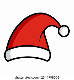 Santa Claus Hat Vector Theme Illustration on black lines and white Background