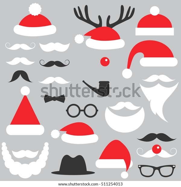 Santa Claus Hats Beard Mustache Set Stock Vector (Royalty Free) 511254013