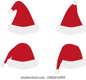 Santa Claus hats. Christmas set of hats on a white background