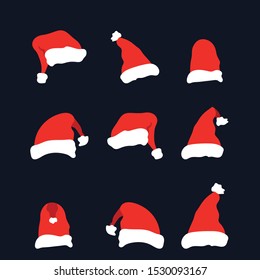 Santa Claus hats icons set vector illustration