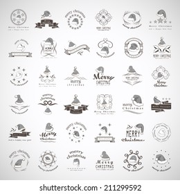 Santa Claus Hats - Isolated On Gray Background - Vector Illustration, Graphic Design Editable For Your Design