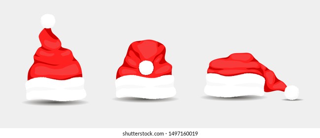 Santa Claus hats, moustache, beards and glasses. Vector illustration