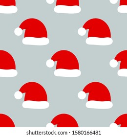 Santa Claus hats seamless pattern. Vector illustration.