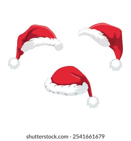 Sombreros de Papá Noel conjunto Vector 