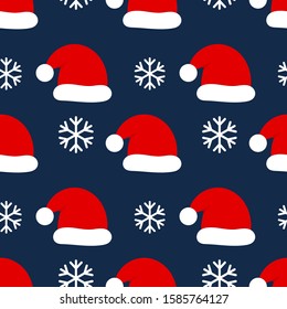 Santa Claus hats winter seamless pattern. Vector illustration.