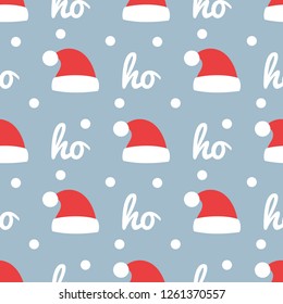 Santa Claus hats wrapping paper design. Christmas illustration pattern.