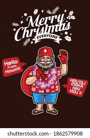 Santa Claus From Hawaii Wishes Merry Christmas And Happy New Year