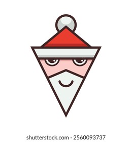 Santa Claus head with beard cartoon character Santa smile Father Christmas Saint Nicolas head icon happy Christmas