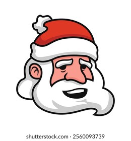 Santa Claus head with beard cartoon character Santa smile Father Christmas Saint Nicolas head icon happy Christmas