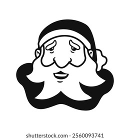 Santa Claus head with beard cartoon character Santa smile Father Christmas Saint Nicolas head icon happy Christmas