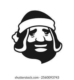 Santa Claus head with beard cartoon character Santa smile Father Christmas Saint Nicolas head icon happy Christmas