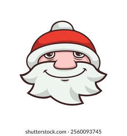 Santa Claus head with beard cartoon character Santa smile Father Christmas Saint Nicolas head icon happy Christmas