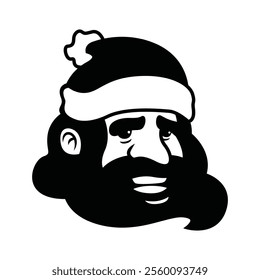 Santa Claus head with beard cartoon character Santa smile Father Christmas Saint Nicolas head icon happy Christmas