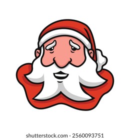 Santa Claus head with beard cartoon character Santa smile Father Christmas Saint Nicolas head icon happy Christmas