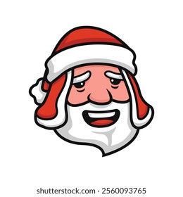 Santa Claus head with beard cartoon character Santa smile Father Christmas Saint Nicolas head icon happy Christmas