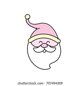 santa claus head with beard and hat christmas