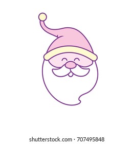 santa claus head with beard and hat christmas