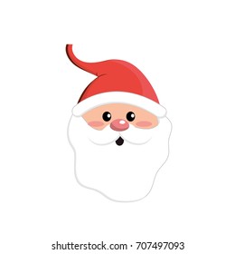 santa claus head with beard and hat christmas