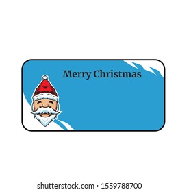 santa claus head with big signboard, merry christmas, illustration