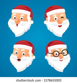 santa claus head cartoon character vector illustrations