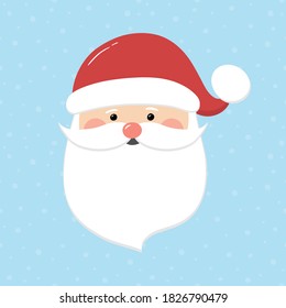 Santa Claus head. Christmas card. Vector