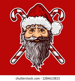 santa claus head concept vector, Design element for logo, poster, card, banner, emblem, t shirt. Vector illustration