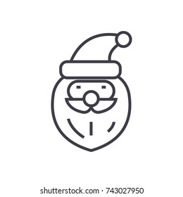 santa claus head concept vector thin line icon, symbol, sign, illustration on isolated background