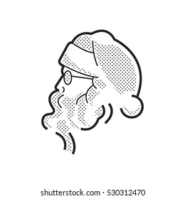 Santa Claus Head dotted Icon 