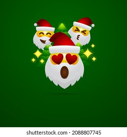 Santa claus head emoticon vector illustration, concept design for merry christmas