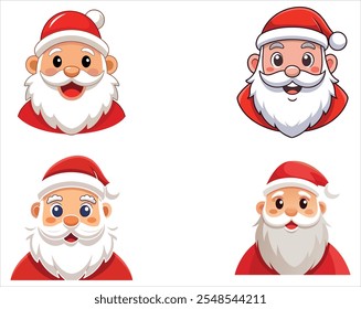 Santa Claus cabeza Santa cara con barba de dibujos animados