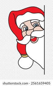 Santa Claus head. Santa face with beard cartoon character. Santa smile.Cute cartoon Santa Claus face.