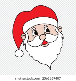 Santa Claus head. Santa face with beard cartoon character. Santa smile.Cute cartoon Santa Claus face.