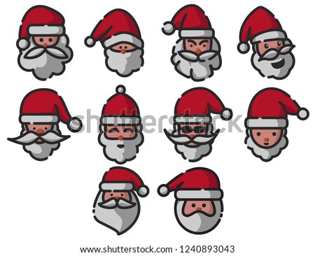 Santa Claus Head Face Dashed Outline Icon. If you need another color, the eps vector file is easy to edit