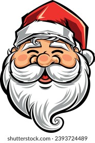 cara de cabeza de santa claus con una sonrisa feliz, ilustración vectorial