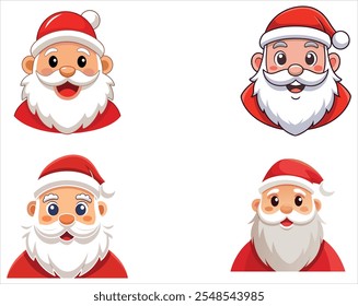 Santa Claus cabeza Santa cara-con barba conjunto de dibujos animados
