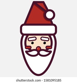 Santa claus head in flat style isolated illustration. christmas, new year, winter holiday greeting card vector