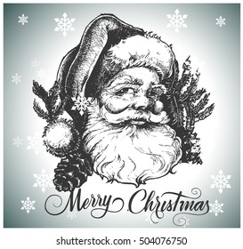 Santa Claus head. Hand drawn illustration