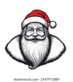 santa claus head with a santa hat vector design