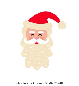 Icono de la cabeza de Santa Claus. Caricatura de Navidad aislado en fondo blanco. 