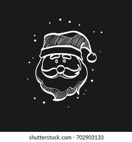 Santa Claus head icon in doodle sketch lines. Celebration Christmas December merry