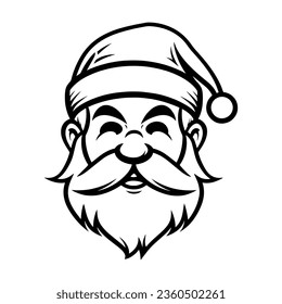 Santa Claus head icon. Santa Claus face beard mustache, happy Christmas. Vector illustration.