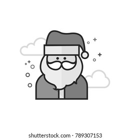 Santa Claus head icon in flat outlined grayscale style. Vector illustration.