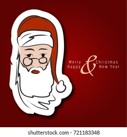 Santa claus head icon isolated on red, vector illustration