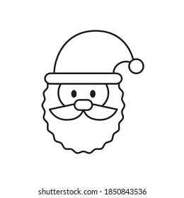 Santa Claus head icon on white background. Vector illustration.